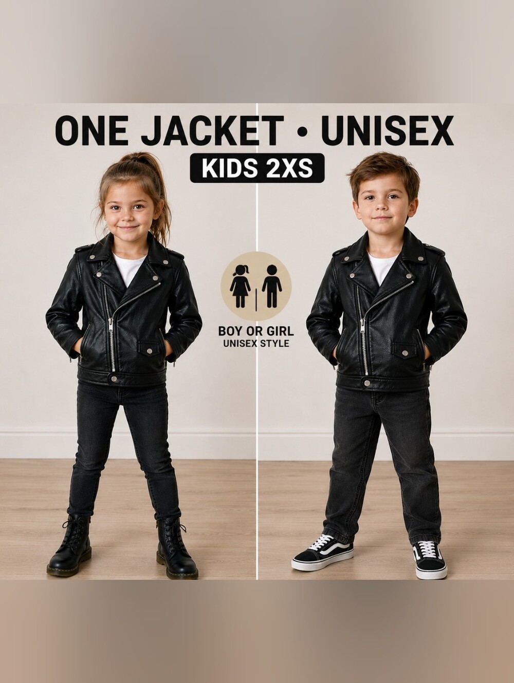 Milwaukee Leather Kids 2XS Black Genuine Leather Motorcycle Biker Jacket NWT